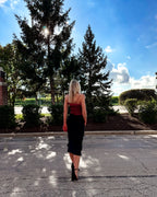Catalina Cargo Black Denim Midi Skirt