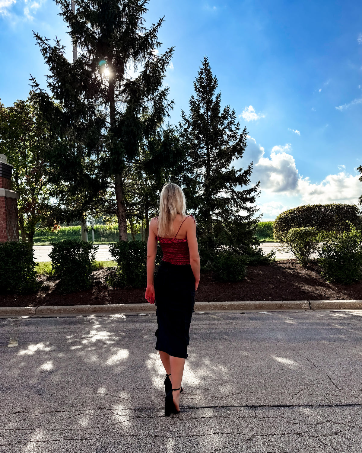 Catalina Cargo Black Denim Midi Skirt